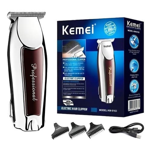 Máquina De Acabamento Disfarce Barba Cabelo Kemei Km-9163 Profissional Recarregável Sem Fio
