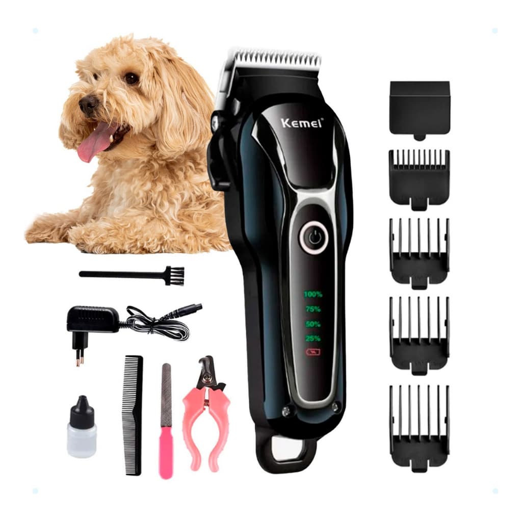 Máquina de Tosa Pet Sem Fio Profissional KEMEI KM-1991 Aparador de Pelos Gatos Cachorros