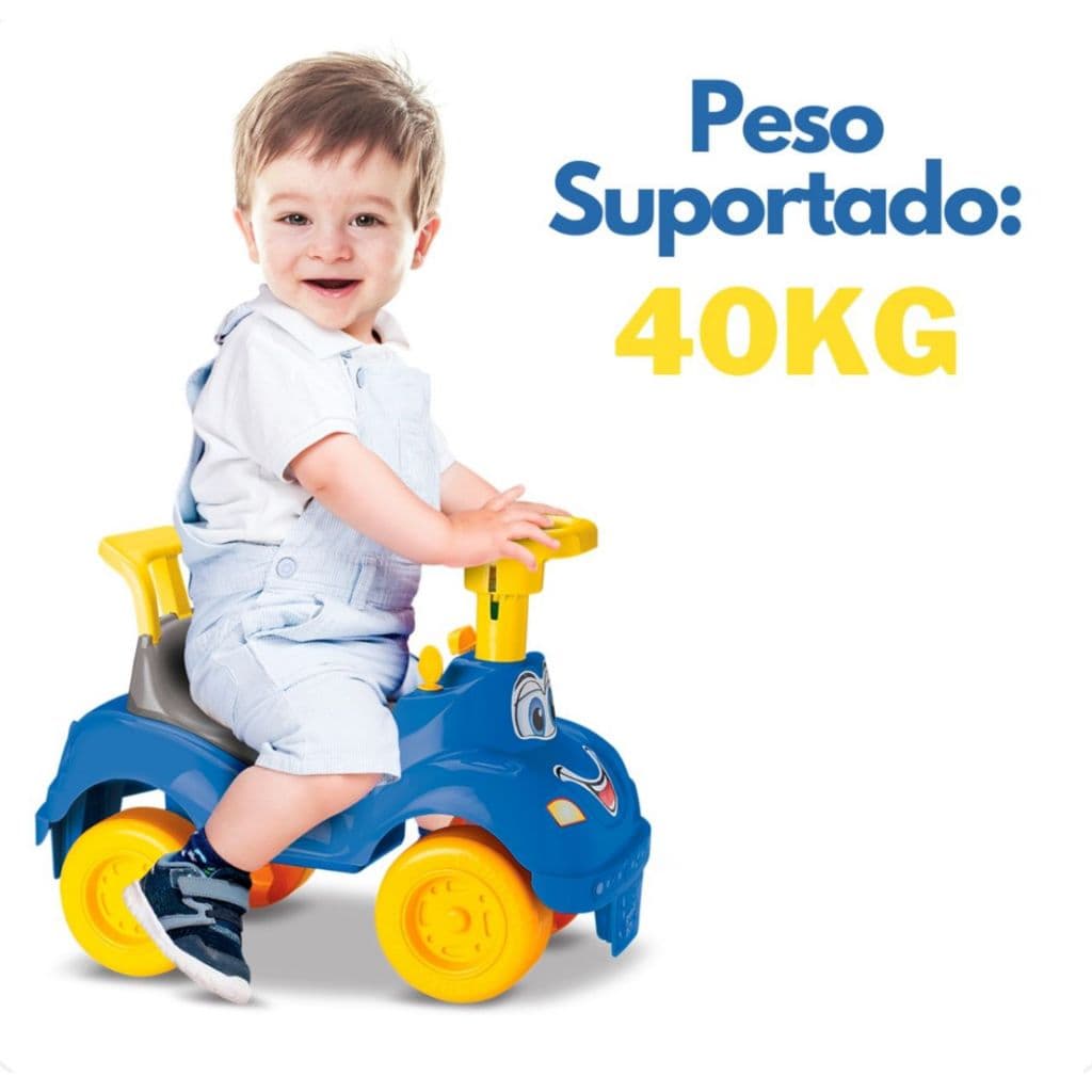 Quadriciclo Infantil Carrinho Andador Totokinha Classica Buzina Chave Banco Porta Objetos Acompanham 4 Peças de Encaixe