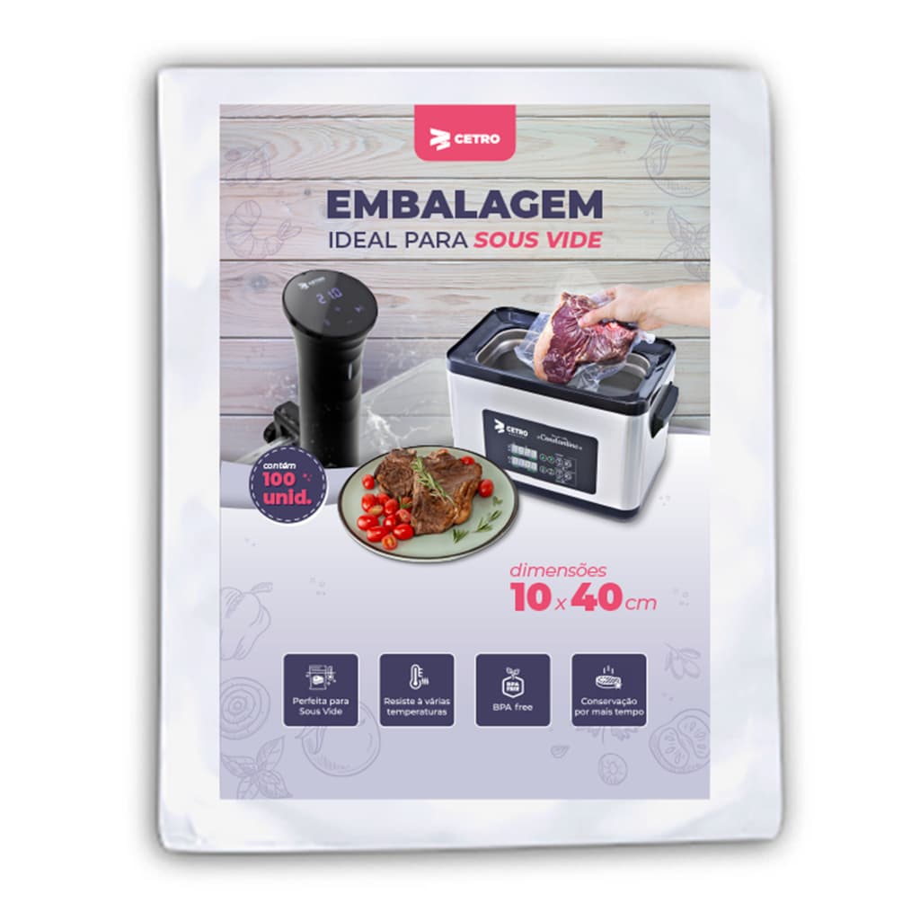 Embalagem Sous Vide 10x40 - 100 Unidades
