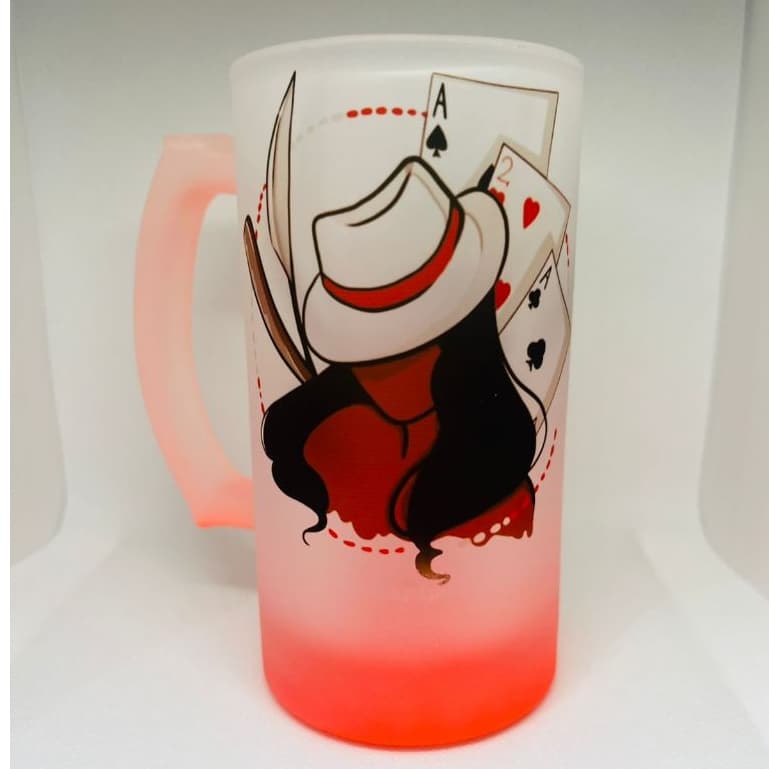 CANECA DE CHOPP CERVEJA E BEBIDAS SALVE A MALANDRAGEM VIDRO VERMELHO NEON 475ML
