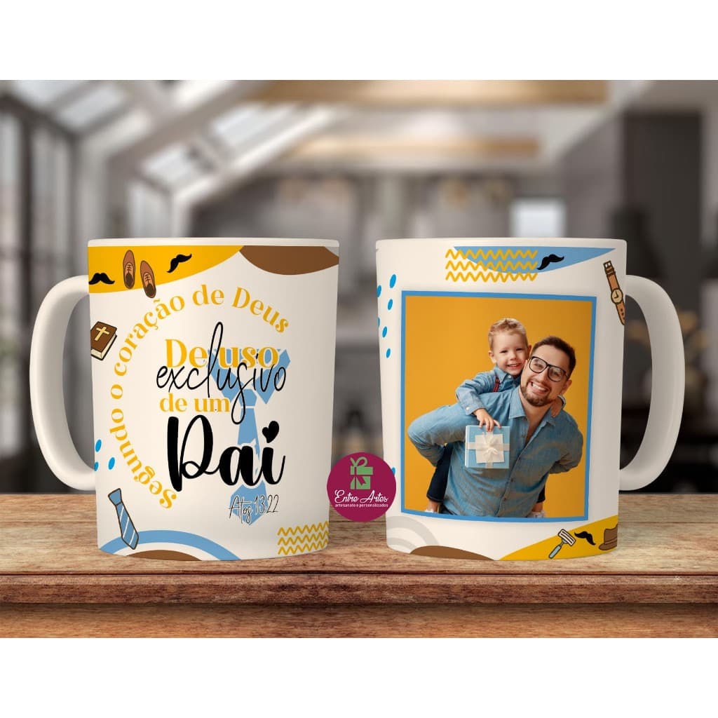 Caneca com foto dia dos Pais personalizada avô vovô padrinho presente