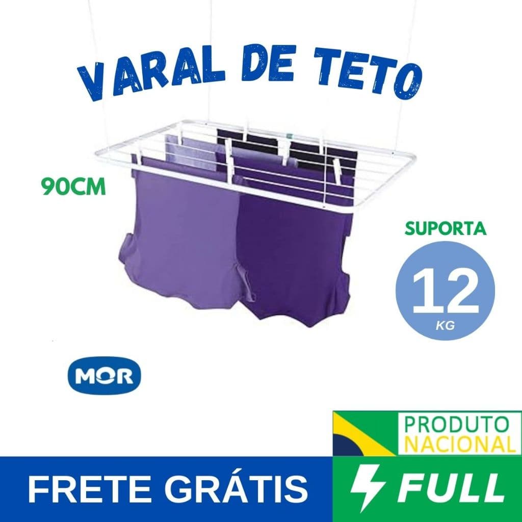Varal De Teto MOR Apartamento Reforçado Grande Lavanderia Forte