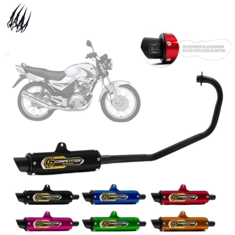 Escapamento Ponteira Curva Preta Moto Yamaha Modelos Ybr 125 Competition Pro Tork Pro Tork