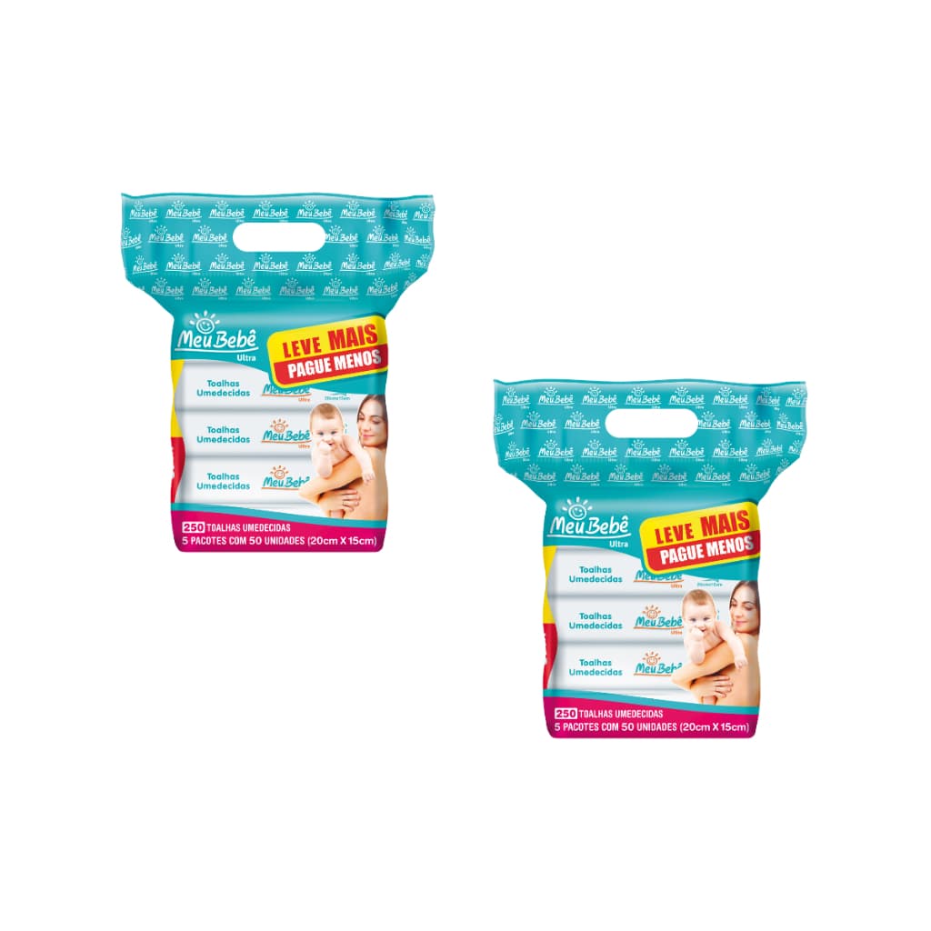 Toalha Umedecida Meu Bebê Ultra 2 Packs 250 Folhas - 500 Folhas Total