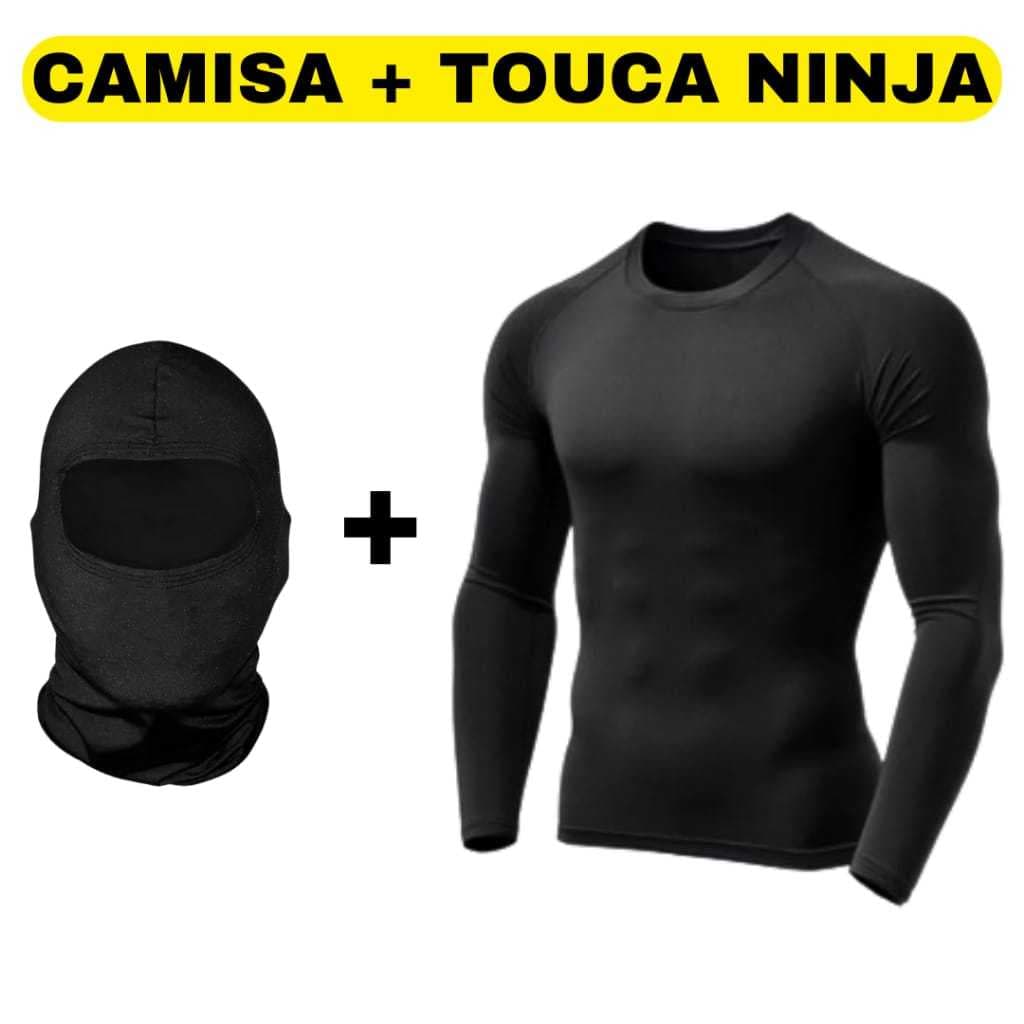 Touca Ninja + Camiseta Segunda Pele Balaclava Proteção Toca Solar