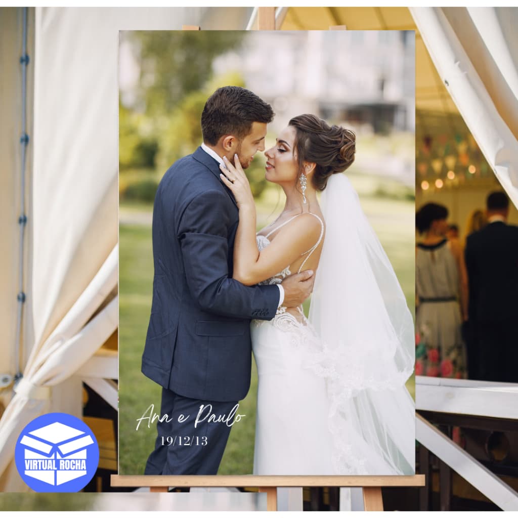 Quadro Placa Recepção de Casamento Foto do Casal Bem-vindos
