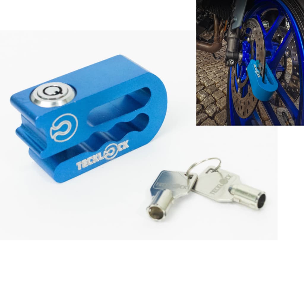 Cadeado Trava Para Disco Tecklock Azul Freio Roda Moto Antifurto Universal