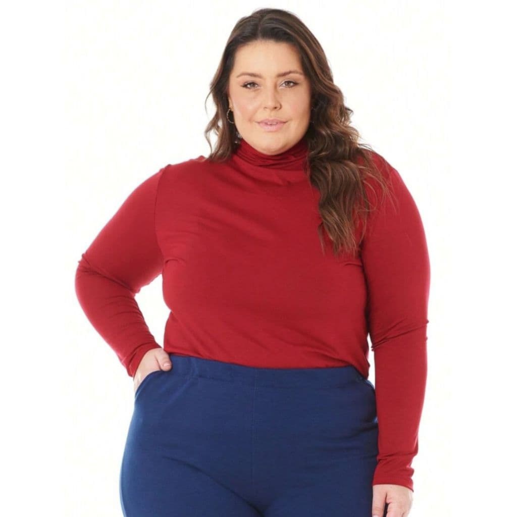 Body PLUS SIZE manga longa com gola alta exclusivo para plus size