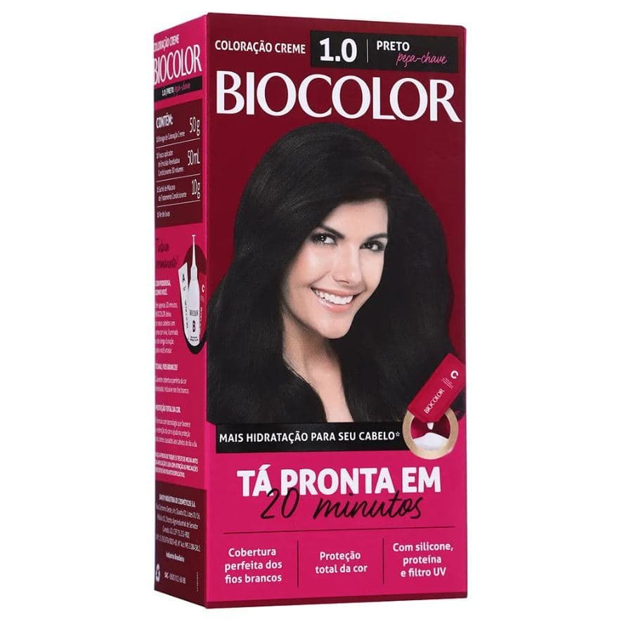 Tintura Biocolor Kit 1.0 Preto Fundamental Coloração Permanente Tinta de Cabelos