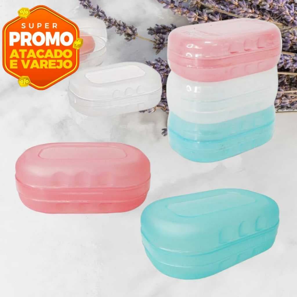 Saboneteira Plástica Oval Porta Sabonete Slim Cores Diversas 2/3/4/5/6 Unidades
