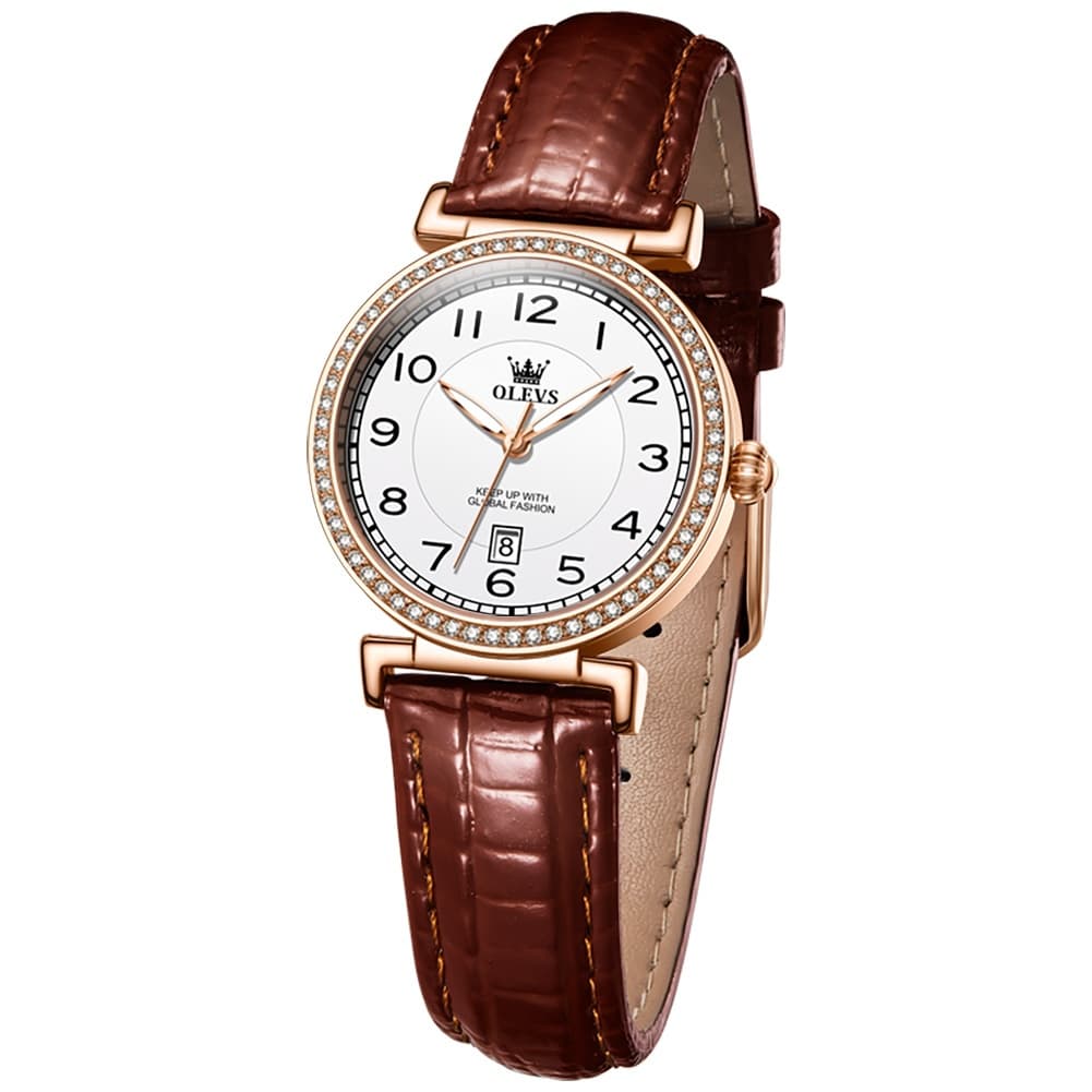 Relógio Feminino Social Dourado De Pulso Pulseira De Couro