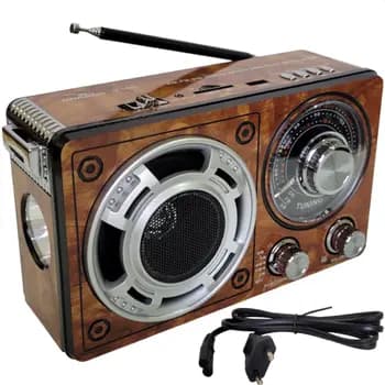 Rádio Am FM Antigo Retrô Portátil USB Vintage Recarregável Grasep D-1605