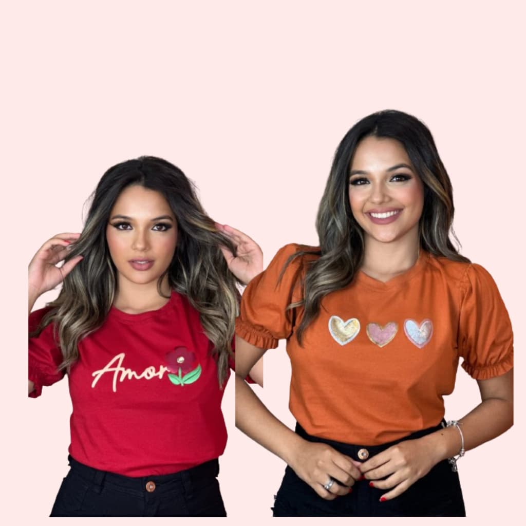 Kit 2 Blusa Manga Bufante 100% Algodão Fio 30