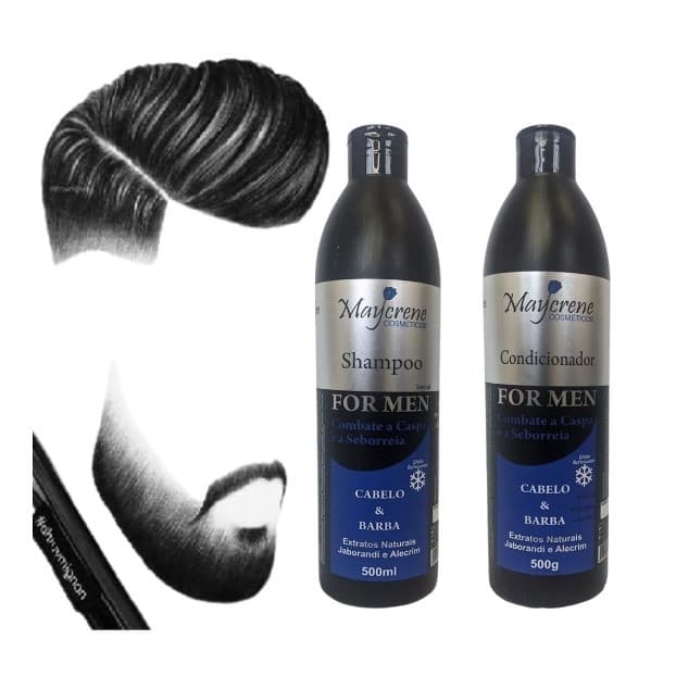 Kit For Men Shampoo e Condicionador Maycrene 2x500ml, Tratamento Anti Caspa e Seborreia para cabelo Top