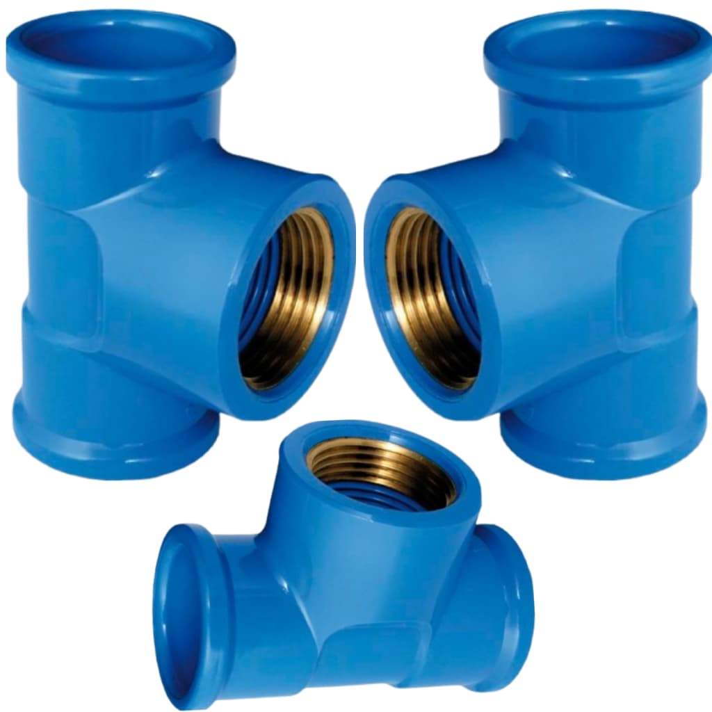Te Soldavel Azul Bucha de Latão 25mmx1/2" Com 3 Peças