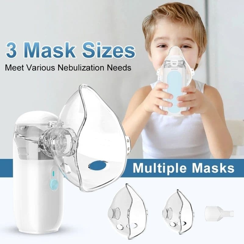 Aique Nebulizador Inalador Ultrassônico e Oxímetro de Dedo com Pilhas e USB P/Asma Bronquite Sinusite Inalador Portátil