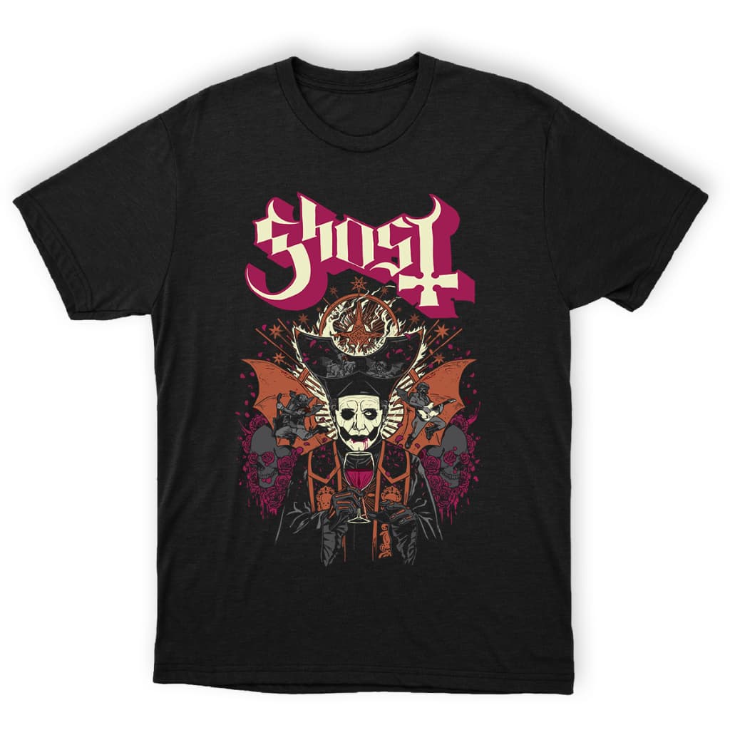 Camiseta Ghost Banda Modelo2 Algodão Preta