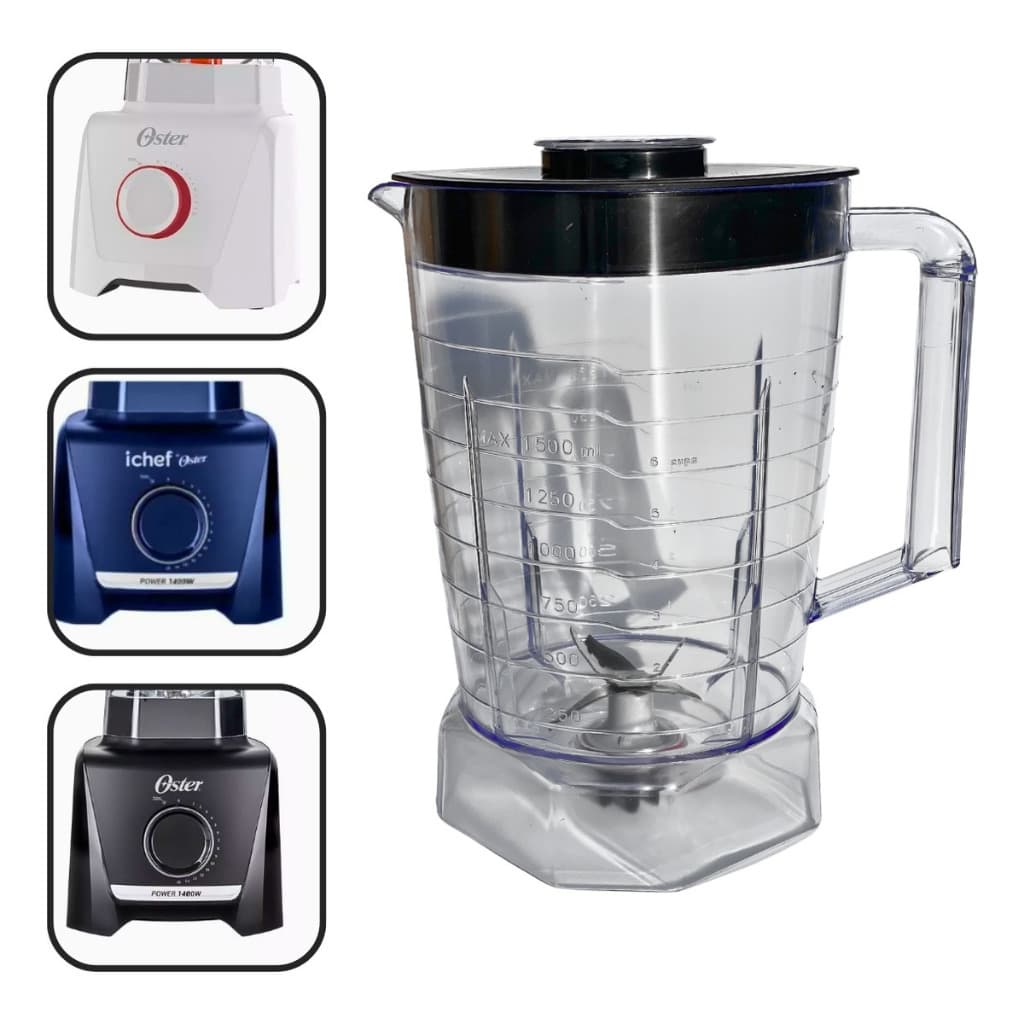 Copo De Liquidificador Compatível Oster Power 1400 Full  Preta Oliq610