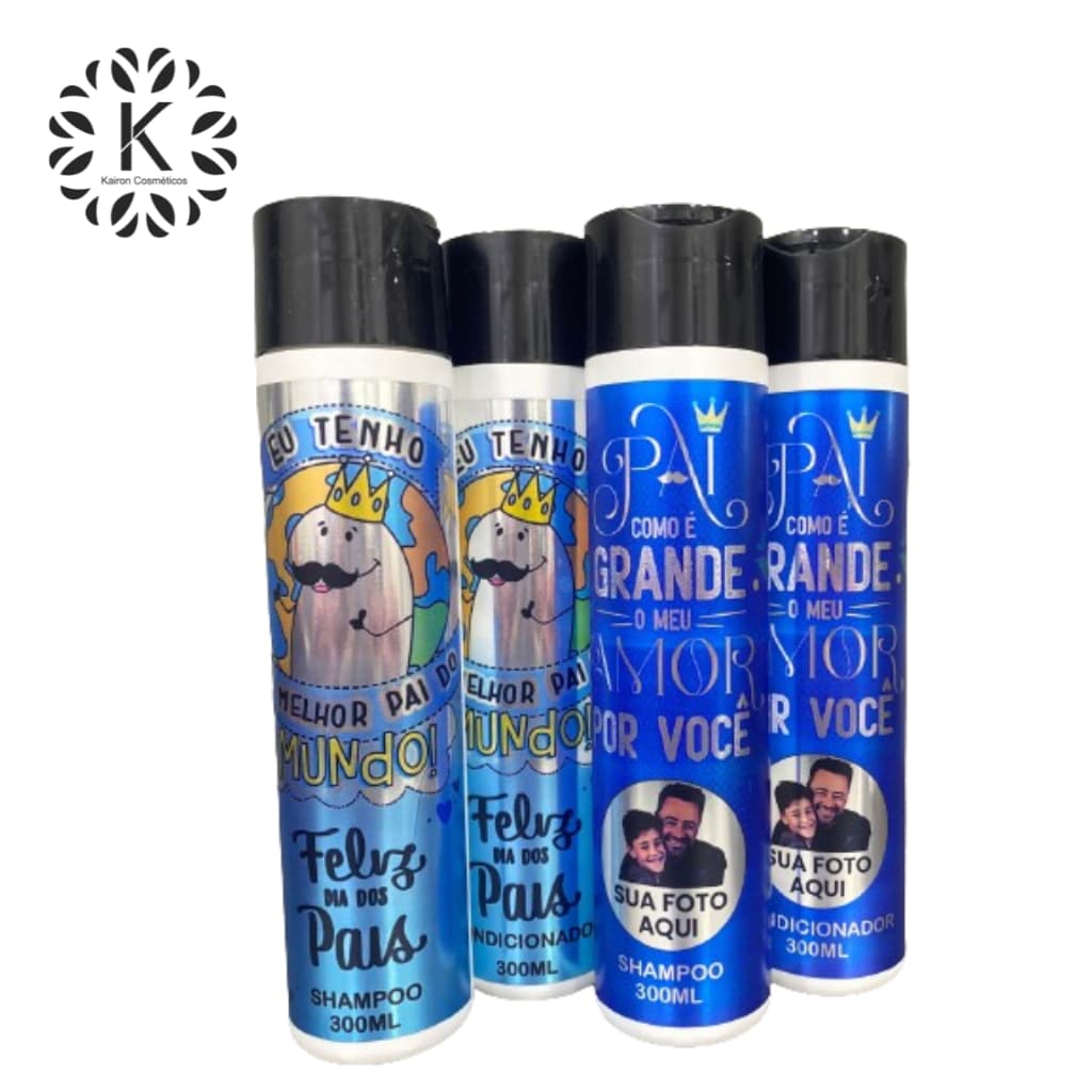 Kit Dia dos Pais Shampoo e Condicionador Masculino Fork e Personalizado 300mL Kairon Cosméticos