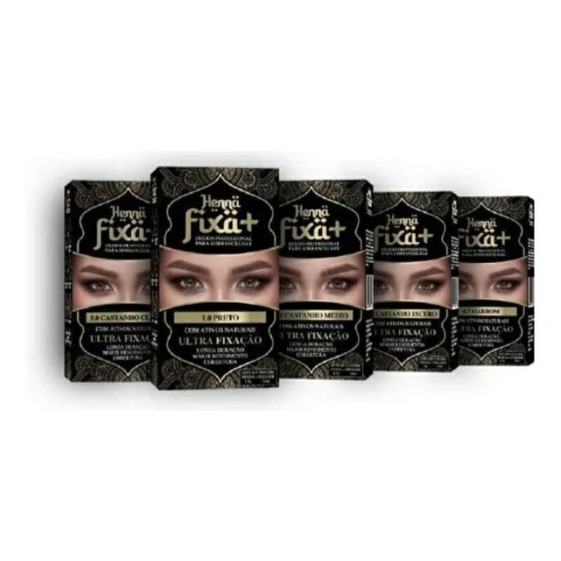 Henna Fixa + Design Profissional para sobrancelhas 1,5 g 10 ml (CADA)