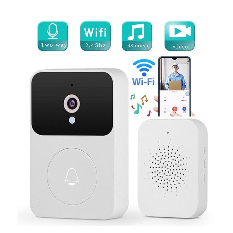 campainha de vídeo WiFi, câmera HD sem fio, detecção de movimento PIR, segurança de alarme IR, campainha doméstica