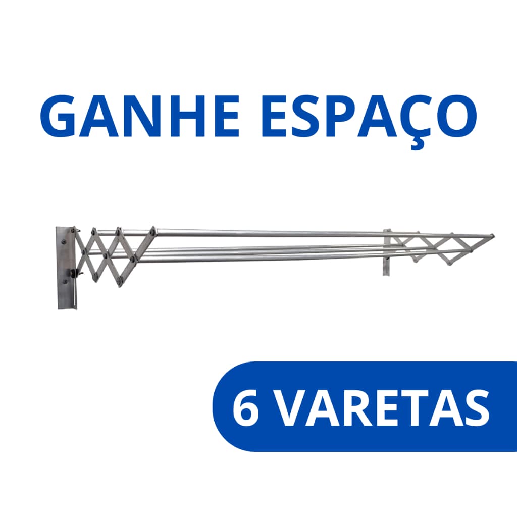 Varal Sanfonado De Parede Dobravel Retratil Aluminio - BITENFER VARAIS