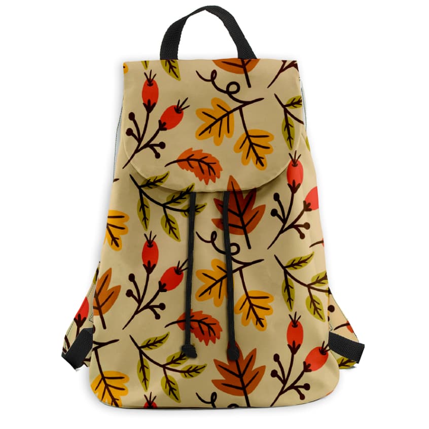 Mochila Sacola Feminina Bolsa Com Cordão Ajustável Floral Unissex Para Trabalho Casual