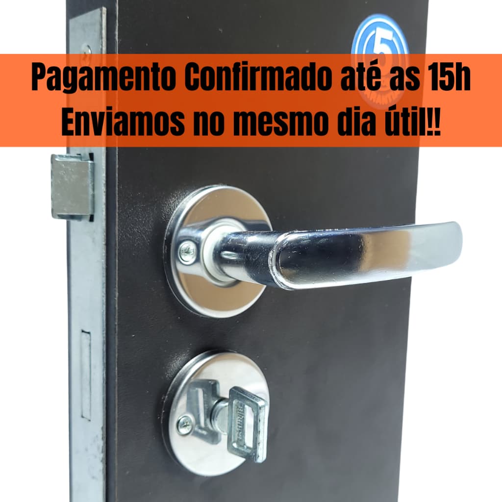 Fechadura para Porta de Madeira Banheiro Aliança WC Cromada Máquina 40mm