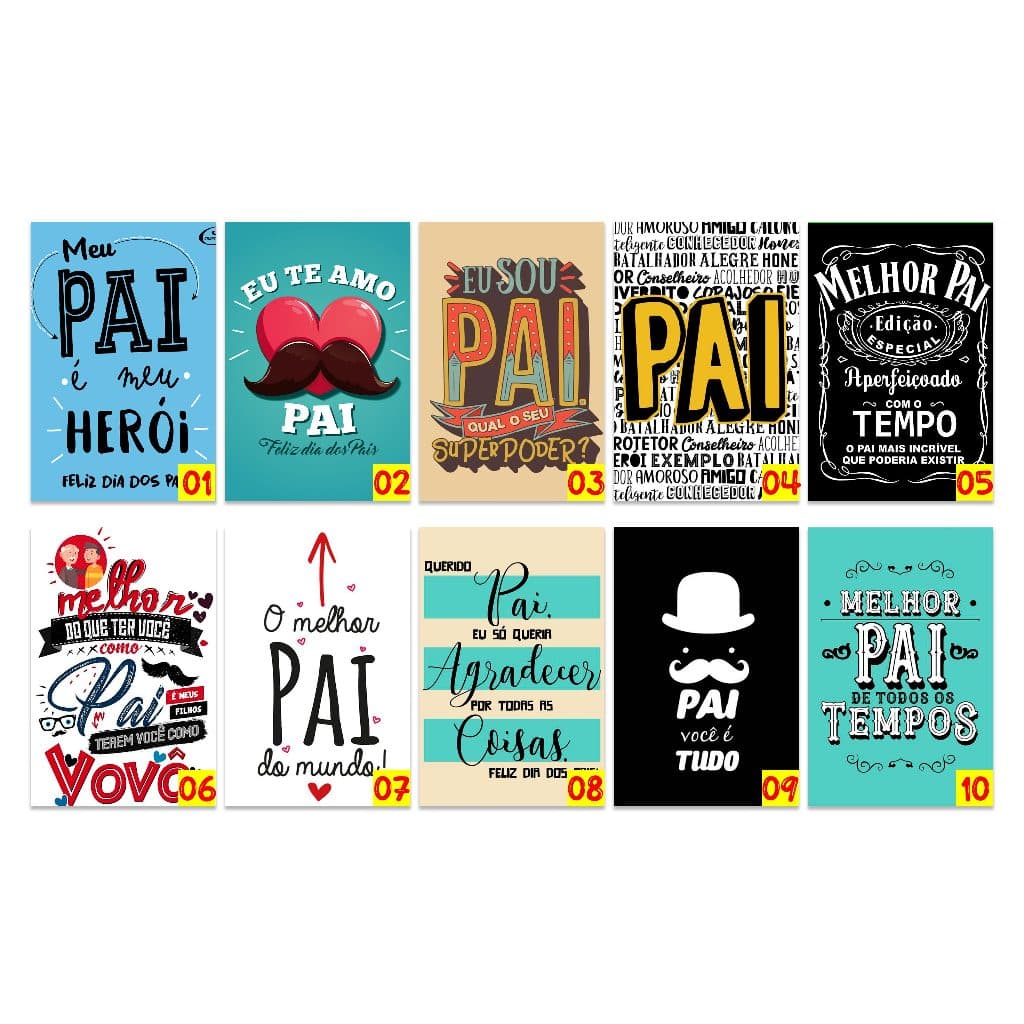 Kit 10 Quadros Dia Dos Pais Presente Frases Decoração Presente