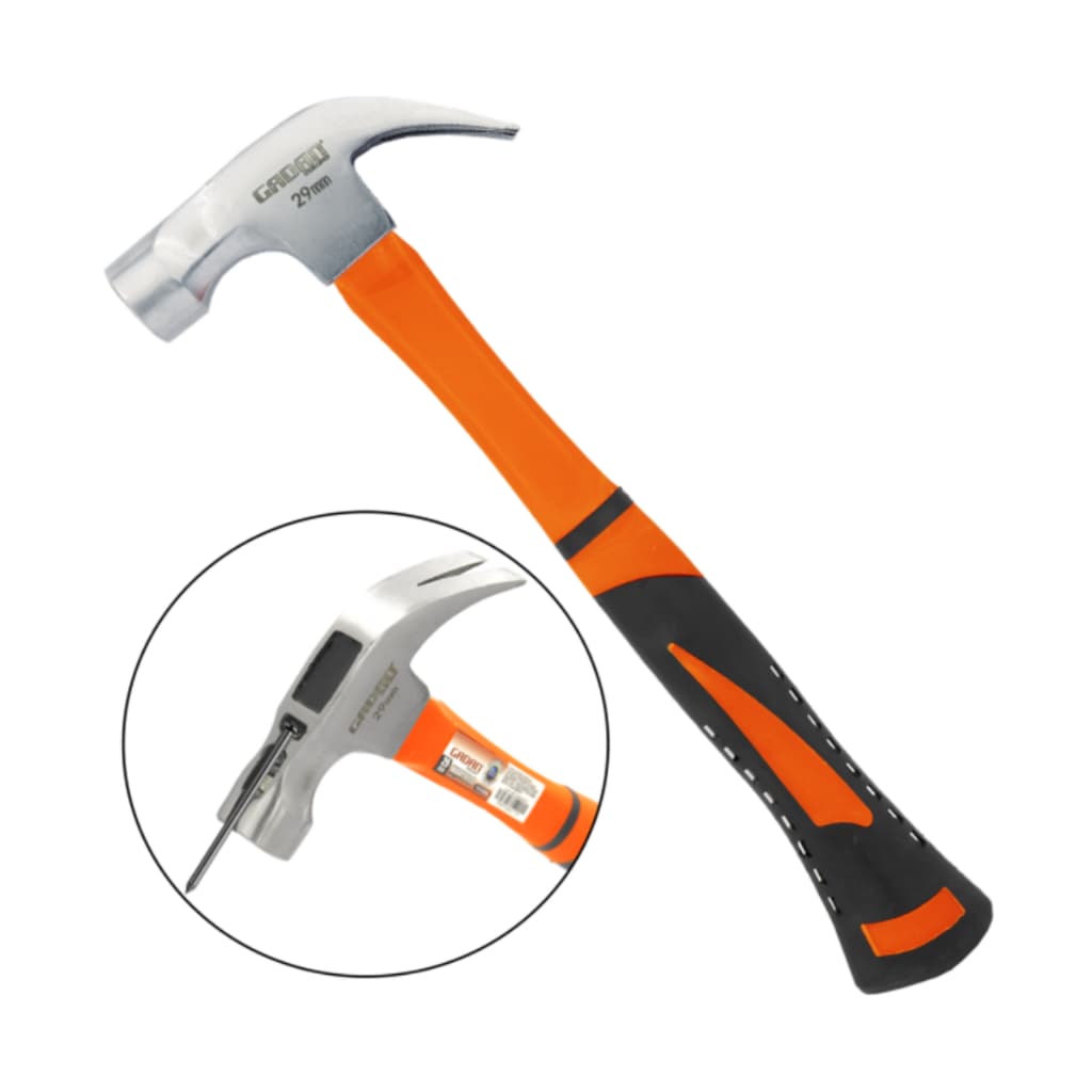 Martelo com Unha Garra 23mm, 27mm ou 29mm de Cabeça Magnética 450g - Carpintaria Alvenaria