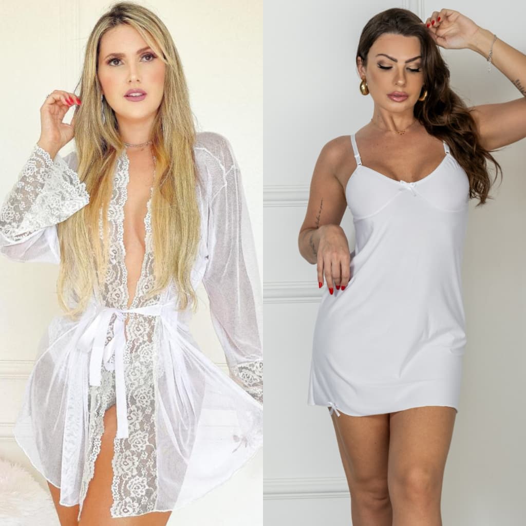 Kit 1 Robe Luxo e 1 Camisola Liganete Malha Fria Luxo