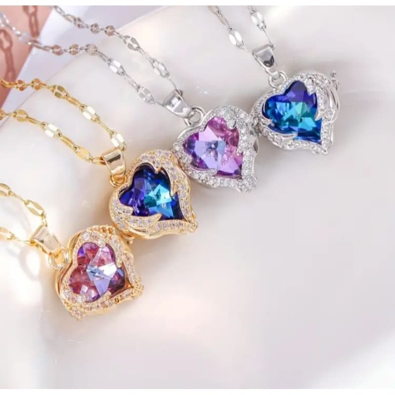 Colar Gargantilha Coração Rosa Azul Amor Corrente Prata Ouro Dourado