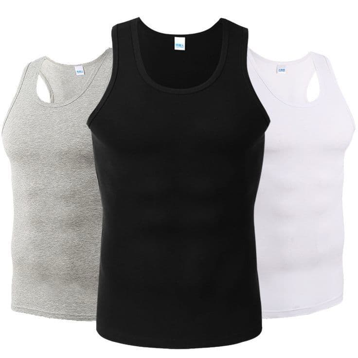 Kit Leve 3 e Pague 2 : 3 Regata Masculina Regata Canelada Básica slim
