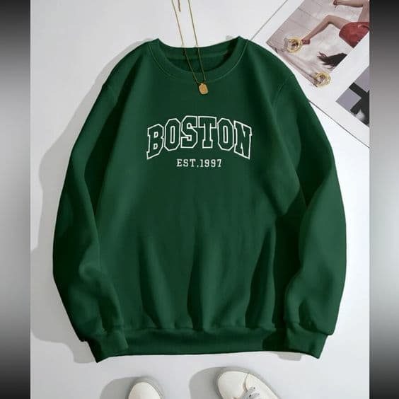 Moletom Verde  Feminino Estiloso Casaco Unisex Verde Gola Careca
