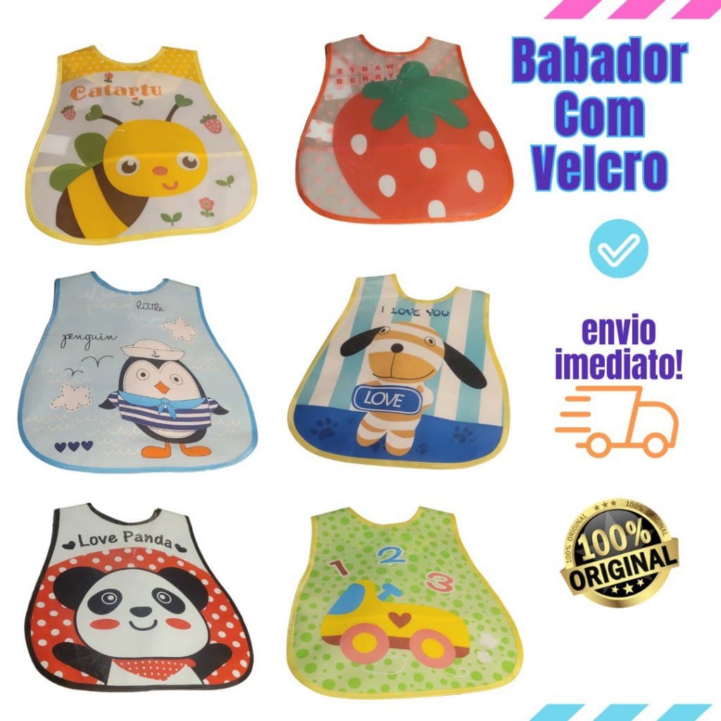 Kit 3 Babadores Impermeável Alimentação De Bebes E Crianças Baby