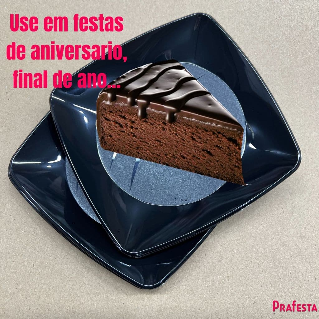 10 UNID Prato Tipo Acrilico  15cm Para Pedaço de Bolo e Sobremesas, Aniversario, Confraternização
