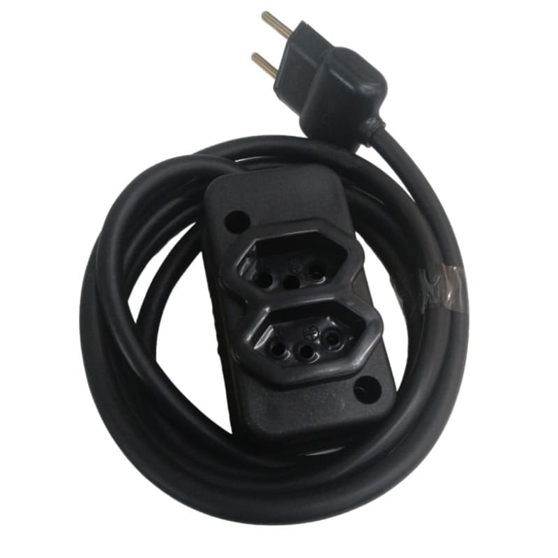 EXTENSÃO ELÉTRICA #1 METRO# EXTENSORA CABO PP 2X2.5MM DUPLA CAVIDADE BIVOLT PLUG 2 PÓLOS.