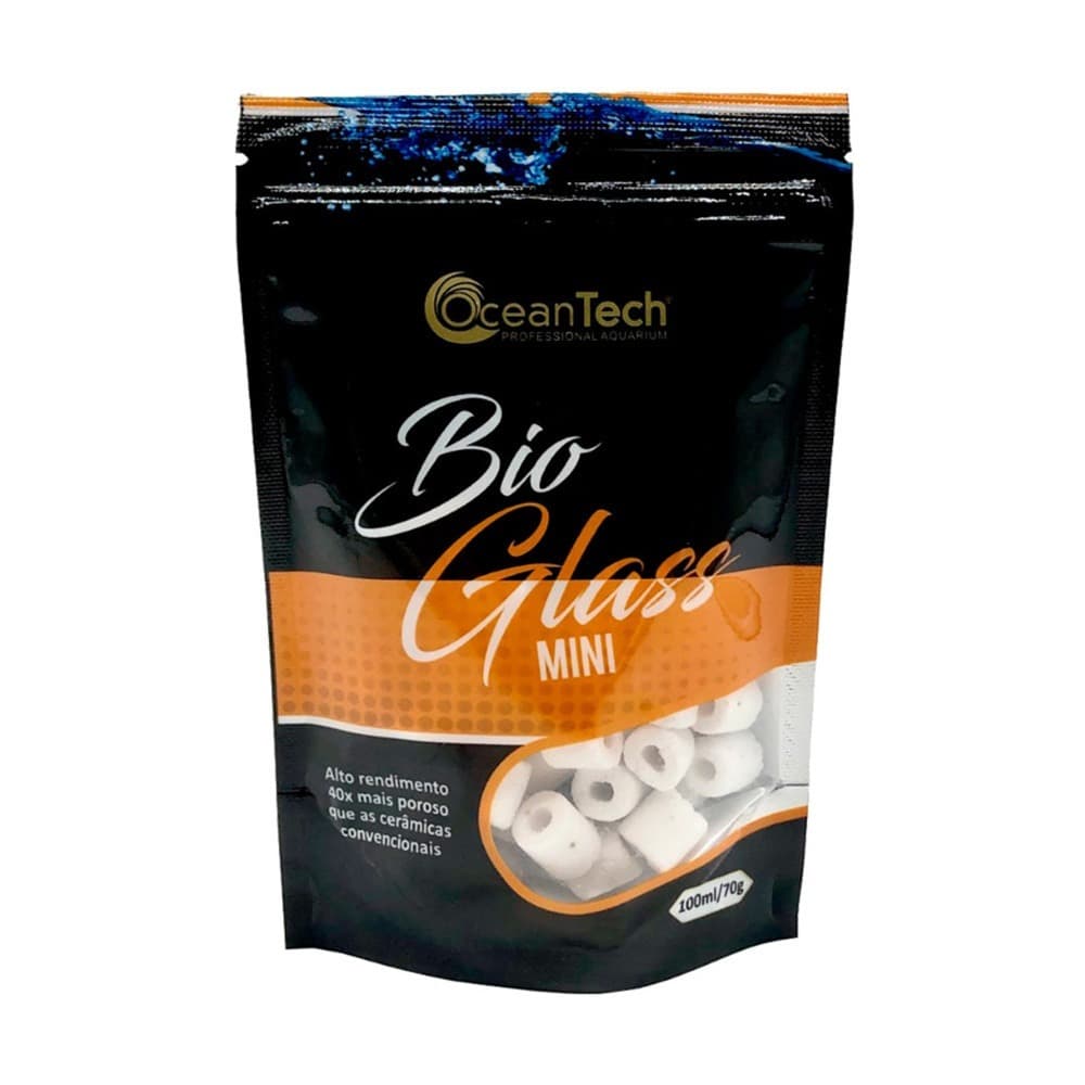 Mídia Biológica Porosa c/ Bolsa Bioglass Mini Ocean Tech 100ml(70gr.)/Trata até 60 litros P/Filtros