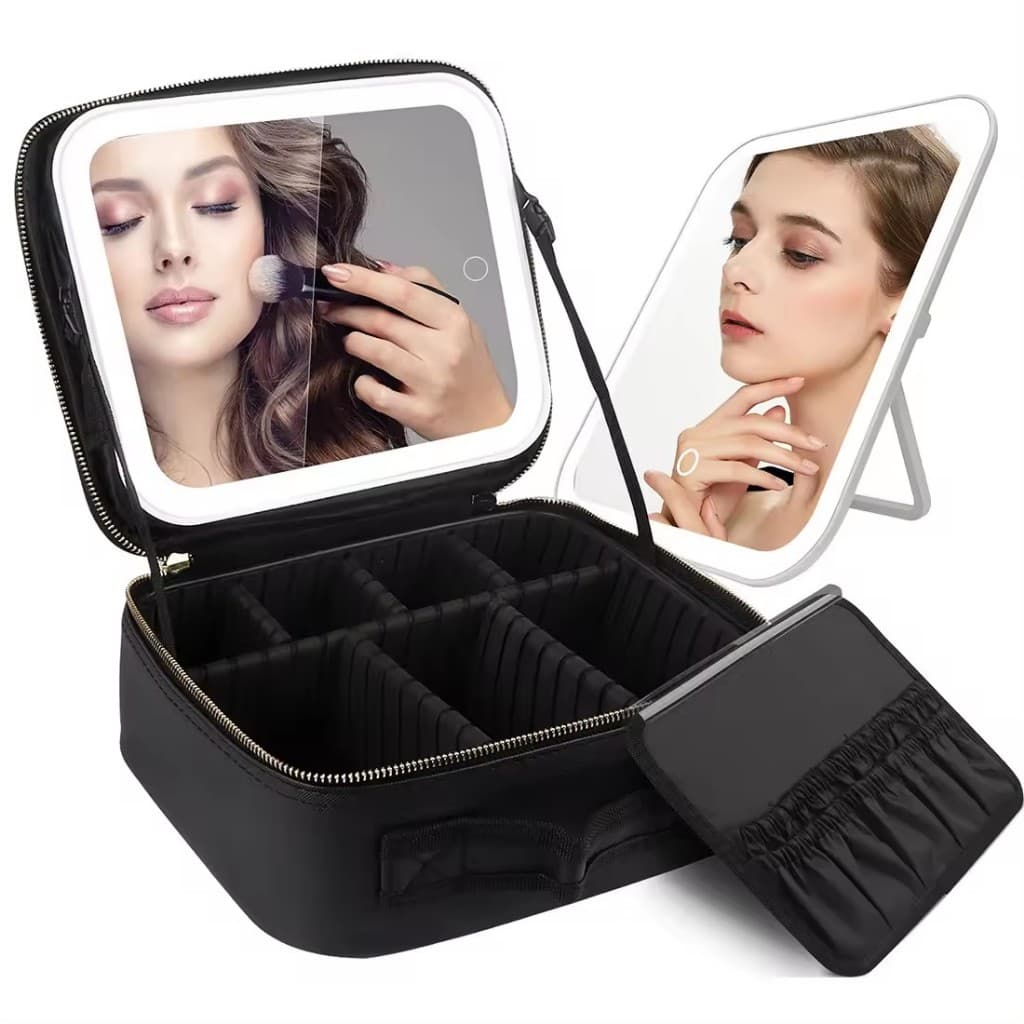 Maleta Maquiagem Com Espelho Luz Led Makeup Profissional M02
