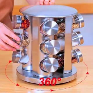 Porta Tempero Condimentos 12 Potes Inox Giratório Produto de Qualidade