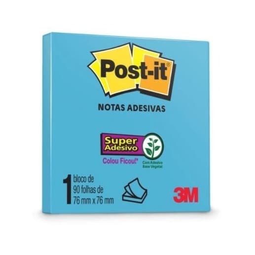 Bloco Adesivo Post-It 76x76 Com 90 Folhas AZUL ELECTRIC