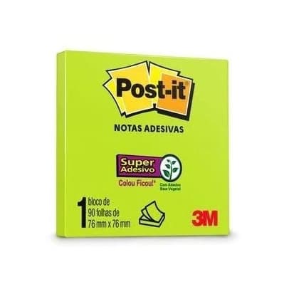 Bloco Adesivo Post-It 76x76 Com 90 Folhas VERDE NEON