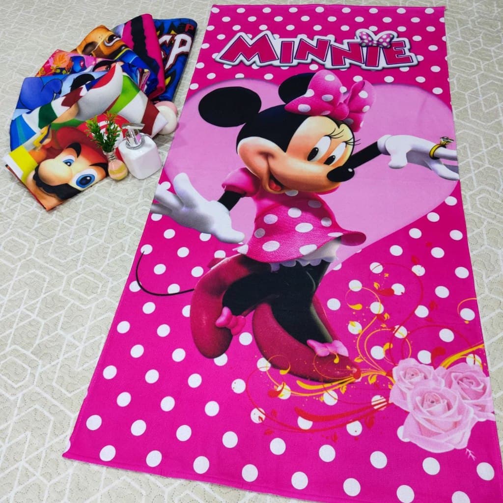 Toalha MINNIE MOUSE de Banho e Praia Temática Personalizada do Gigante Algodão Rosa