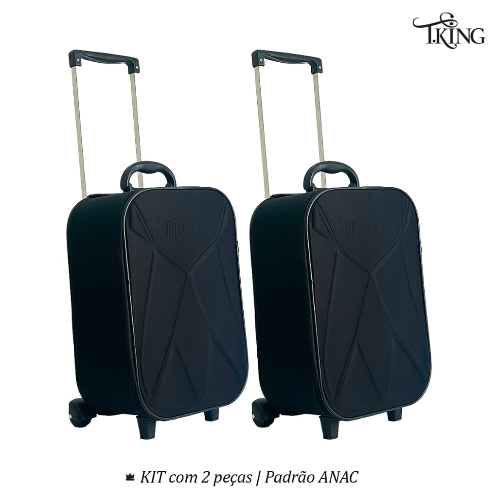 Mala de Viagem 10kg Padrão KIT com 2 Peças Resistente Promoção ANAC Rodinhas - T.King