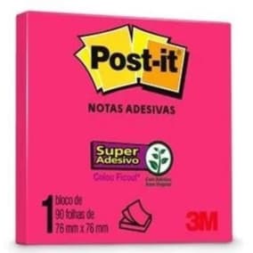 Bloco Adesivo Post-It 76x76 Com 90 Folhas PINK NEON