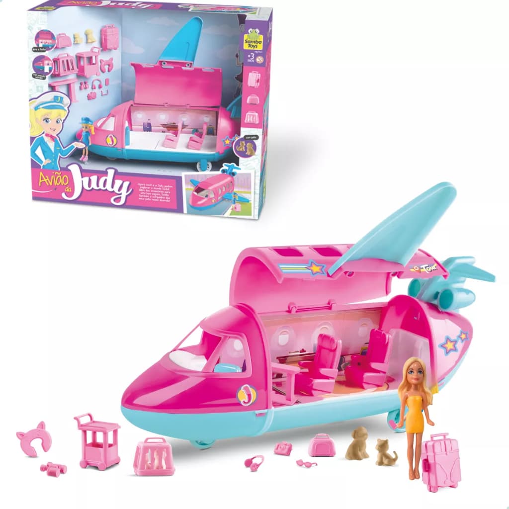 Avião da Judy - Avião com Boneca, Pets e 15 Acessórios - Samba Toys