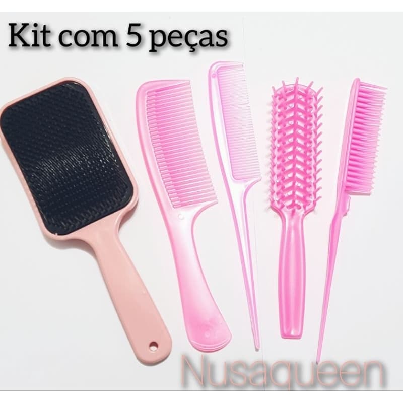 kit com 5  Peças de Pentes e Escovas acessórios para desembaraçar os cabelo