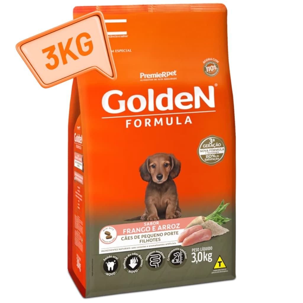 Ração Golden Fórmula Mini Bits para Cães Filhotes – Sabor Frango – 3kg