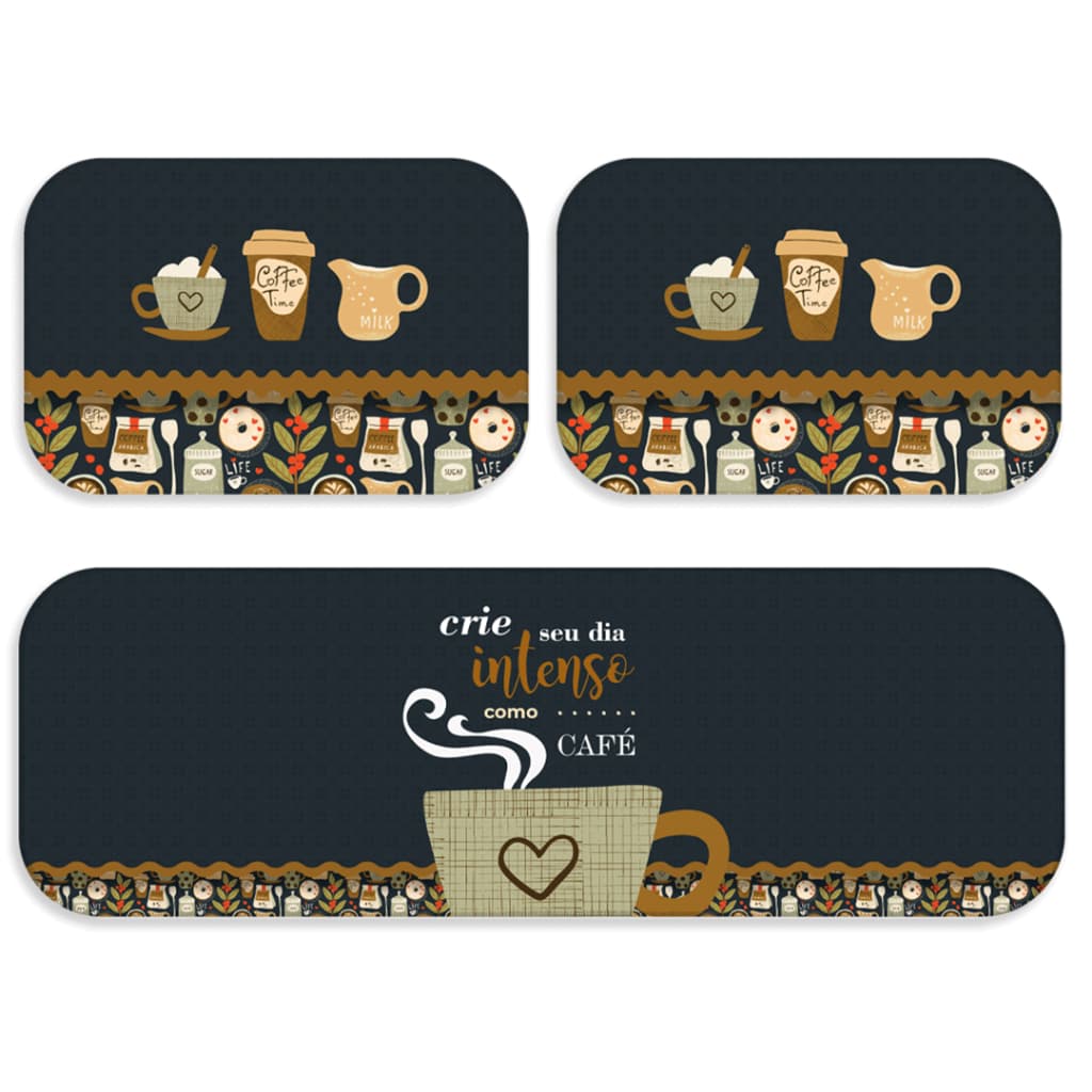 Conjunto 3 Tapetes Cozinha  Moderno -  Passadeira + tapete